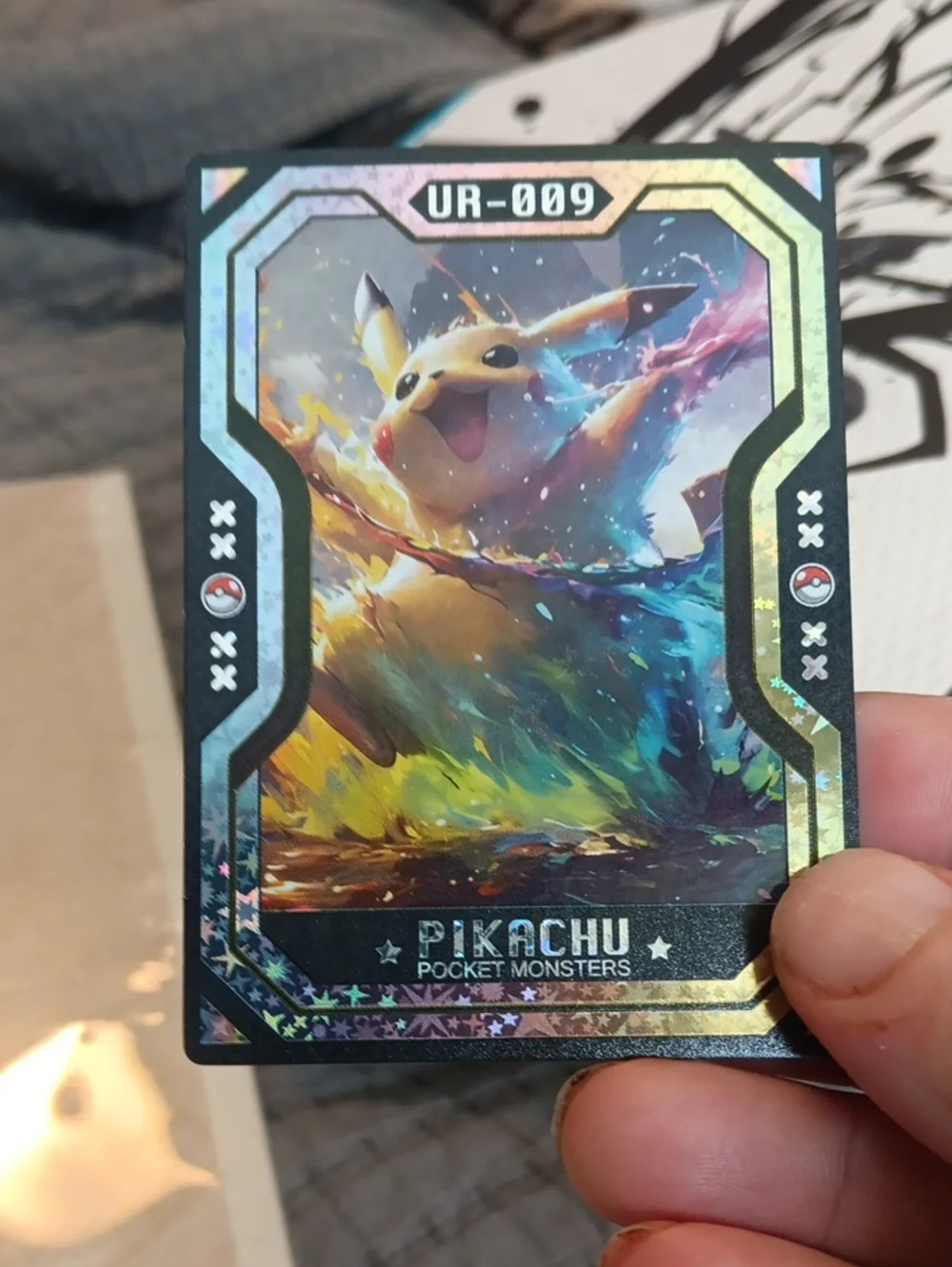 Pokemon Pikachu Trading Card - Yellow, Blue, Black, Gold